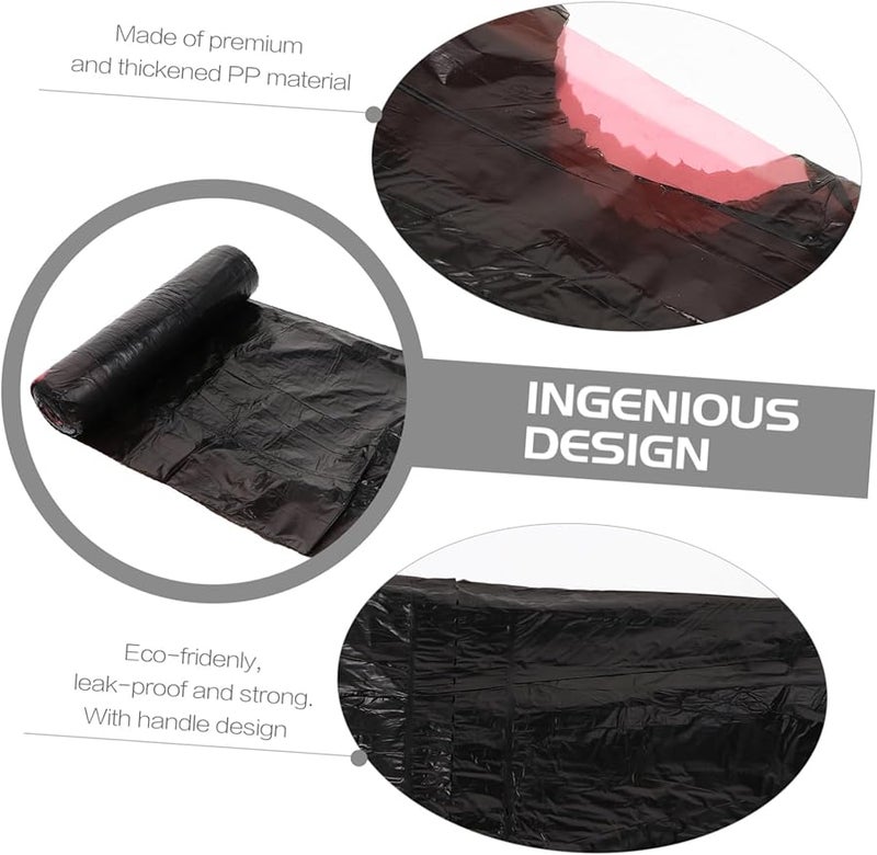 أكياس قمامة سوداء بحبل سحب، عبوة من 10 قطع، مقاومة للتسرب ومتينة من مادة البولي بروبيلين للمطبخ والحمام والمكتب - Image 4